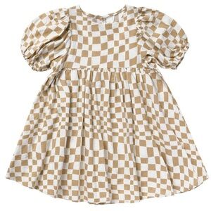 Rylee + Cru Brown and White Checkered Dress